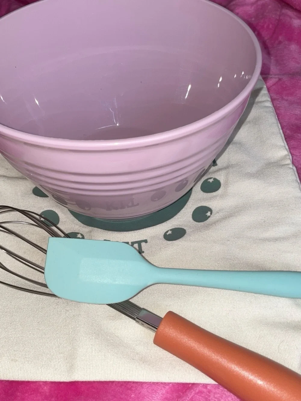 Target Silicone Baking Set with Pink Bowl and Multicolor Cups